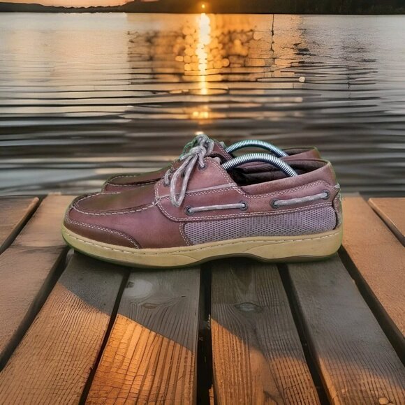 ✅L.L. Bean Brown Leather Moc Toe Boat Shoes Men's 11M Casual Summer Sneakers - Picture 1 of 11